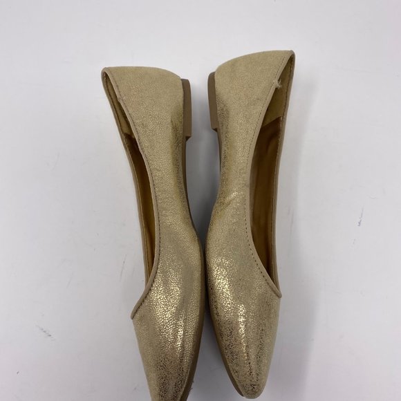Ann Taylor Loft Gold Crackle Pointed Toe Slip On - Picture 3 of 8